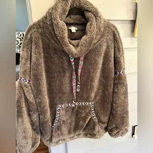 Sundance Mountain Loft Oversized Pullover Sweatshirt Sherpa Fuzzy Sweater M